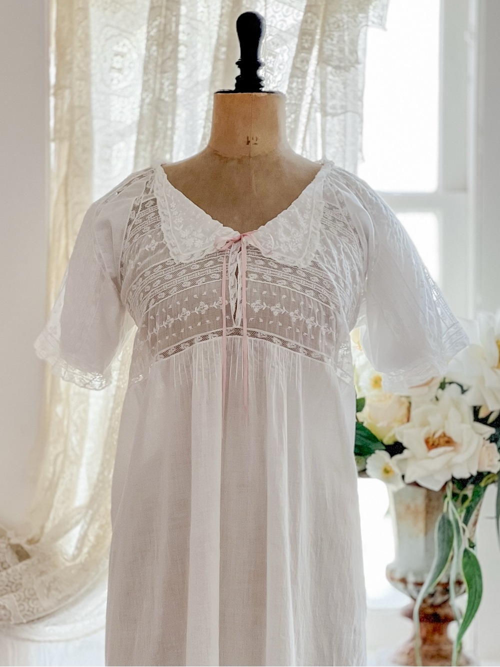 Edwardian Maternity Nightgown Nursing Nightgown Size L/XL